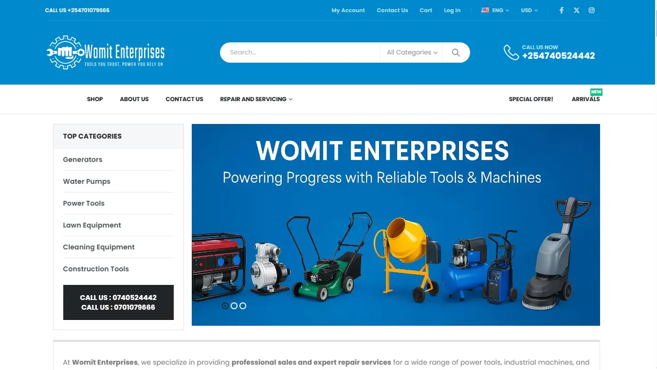 Womit Enterprises - generators, water pumps & construction equipment