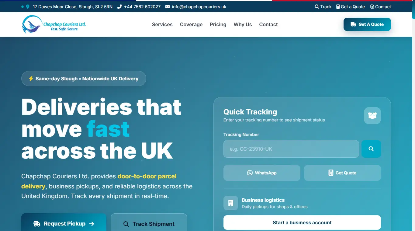 Chapchap Couriers platform dashboard
