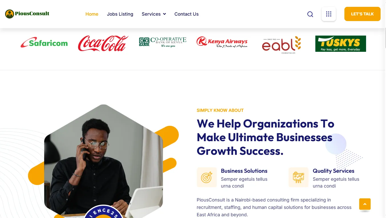 Pious Consult services page